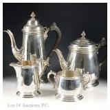 Sterling Benjamin Faneuil Tea Set by Lunt, 64 ozt.