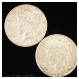 1924s & 1928s US Silver Peace Dollars, 2