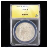 1885 US Silver Morgan Dollar (ANACS MS64)