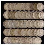 US 90%-Silver Mercury Dimes, 50