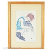 Egon Schiele 'Seated Woman With Bent Knee' Litho