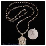 Sterling Silver Chain Necklace W Locket + Pendant
