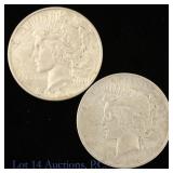 1926-D,S US Silver Peace Dollars, 2