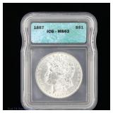 1887 (P) Silver Morgan Dollar (ICG MS63)