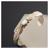 Francis L Begay Sterling Silver Cuff w/ Opal