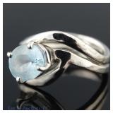 14k White Gold Ring w/ Aquamarine