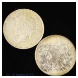 1927 & 1927d US Silver Peace Dollars, 2
