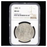 1888 US Silver Morgan Dollar (NGC MS64)