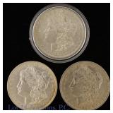 1879, 1881 & 1883 US Silver Morgan Dollars, 3