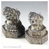 Chinese Silver Foo Dogs Salt & Pepper Shakers