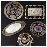 Various Vintage Silver Pins