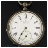 London Lever Silver Pocket Watch, Silver Fob Chain