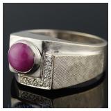 14k White Gold Ring w/ Purple Stone