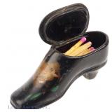 1870s Papier Mache & Lacquer Shoe Vesta Box