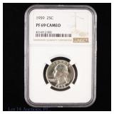 1959 US Silver Washington 25c (NGC PF69 Cameo)