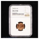 1972-D US Lincoln Memorial Cent (NGC MS 67 RD)