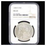 1888-O US Silver Morgan Dollar (NGC MS64)