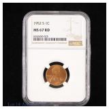 1952-S US Lincoln Wheat Cent (NGC MS 67 RD)