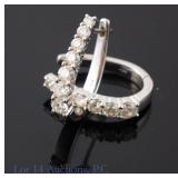 14k White Gold Hoop Earrings w/ Precious Stones