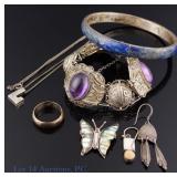 Mixed Silver and Sterling Silver Jewelry Lot