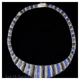 Sterling Silver Lapis Lazuli Onyx Choker Necklace