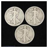 1935 P,D,S US 90%-Silver W/L 50c (ASW 1.0 Ozt), 3