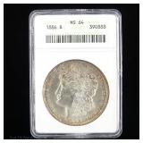 1886 (P) US Silver Morgan Dollar (ANACS MS64)