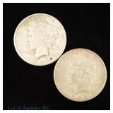 1924s & 1928s US Silver Peace Dollars, 2