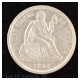 1860 (P) US Silver Liberty Seated 10c (SE R-5.0)