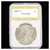 1887-O Silver Morgan Dollar (PGA MS65)