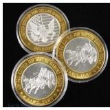 US 99% Silver Las Vegas Gaming Tokens (3)