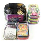 Pokemon Cards & Coins in Tins, Many EX (+100)