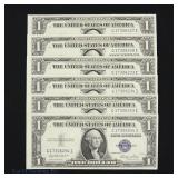 1935-E US $1 Silver Certificates w/ Cons S/Ns (6)