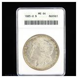 1885-O Silver Morgan Dollar (ANACS MS64)