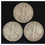 1933s '34d & '37s US Silver W/L 50c (Full Rims), 3