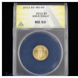 2012 (P) US $5 Gold Eagle Bullion (ANACS MS 69)