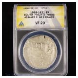 1621-P Bolivia Silver 8 Reales (ANACS VF20)
