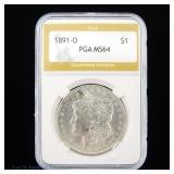 1891-O Silver Morgan Dollar (PGA MS64)