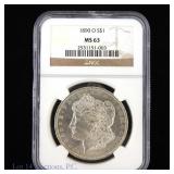 1890-O US Silver Morgan Dollar (NGC MS63)