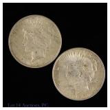 1922 & 1923 US 90%-Silver Peace $1 (2)