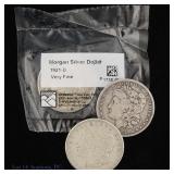 1880, 1921d & 1921s US Silver Morgan $1 (3)