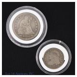 1834 US Silver C/B 10c & 1853 S/L 25c, 2
