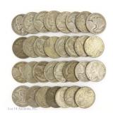 1942 - 1945 US 35%-Silver Jefferson WW2 5c (31)