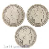 1907s 1910s 1912s US Silver Barber 50c, 3
