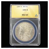 1884 US Silver Morgan Dollar (ANACS MS64)