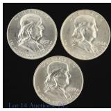 '57d, '58d & '59d US Silv Franklin 50c (*CH BU), 3