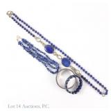 Lapis Lazuli Jewelry Including Sterling Bangle