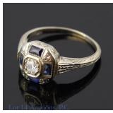 14k White Gold Ring w/ Precious Stones