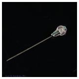 18k White Gold Vintage Hat Pin w/ Diamond