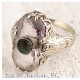 14k White Gold Ring w/ Amethyst